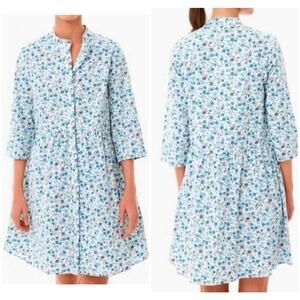 Tuckernuck Bluebell Floral Ditsy Calico Royal Shirt Dress Size Large